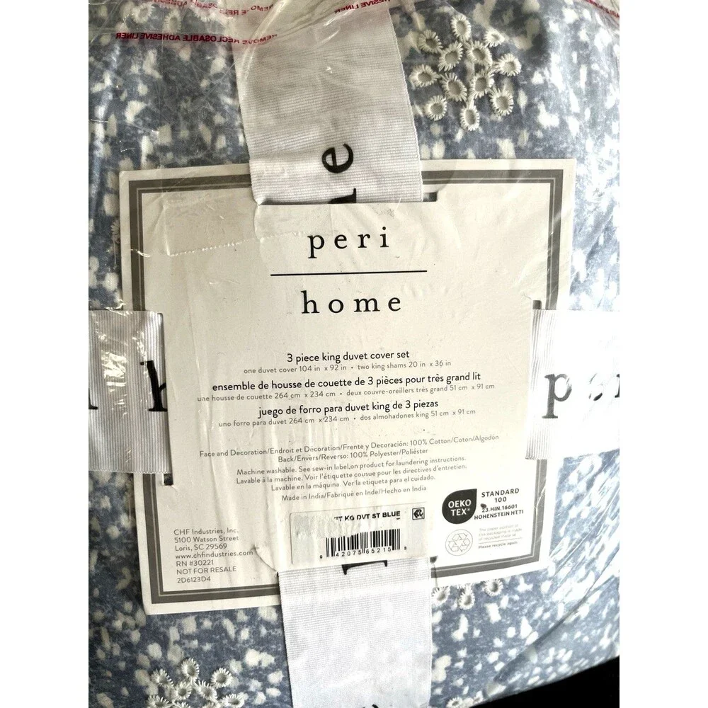 Peri Home Ikat Eyelet 3-Piece King Duvet Cover Set Bedding
